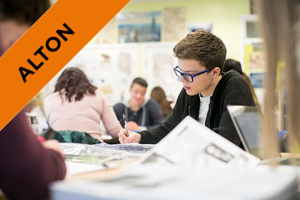 students working at desks