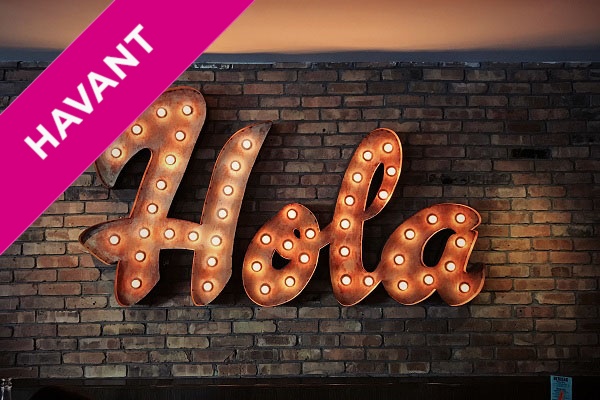 the word 'hola' in lights