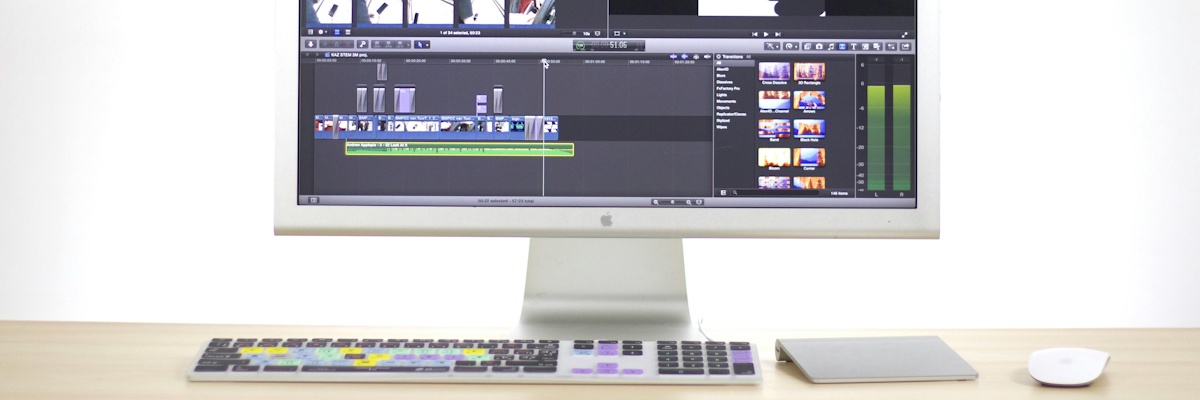 A computer showing video editing software.