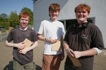 Alfie Keeping, Toby Shellard, Nathan Dowdeswell at Results Day 2026.