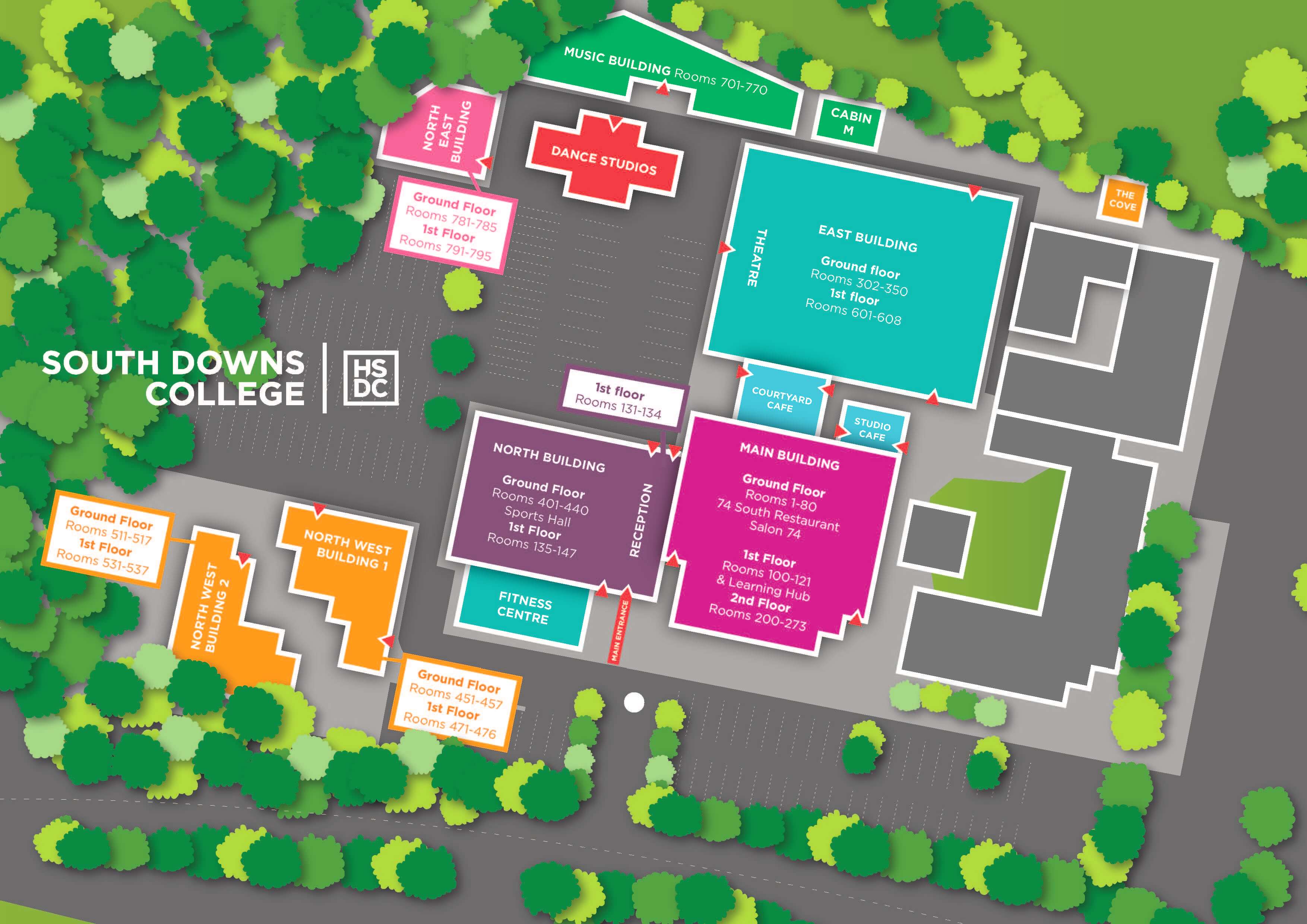 South downs campus map by room number