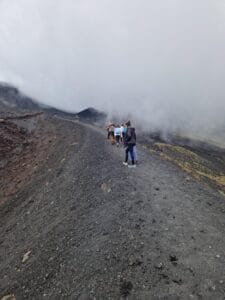 Geology students on a college trip to Sicily